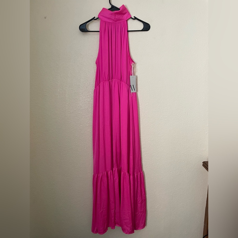 NWT Size PM Elegant Pink Halter Maxi Dress
